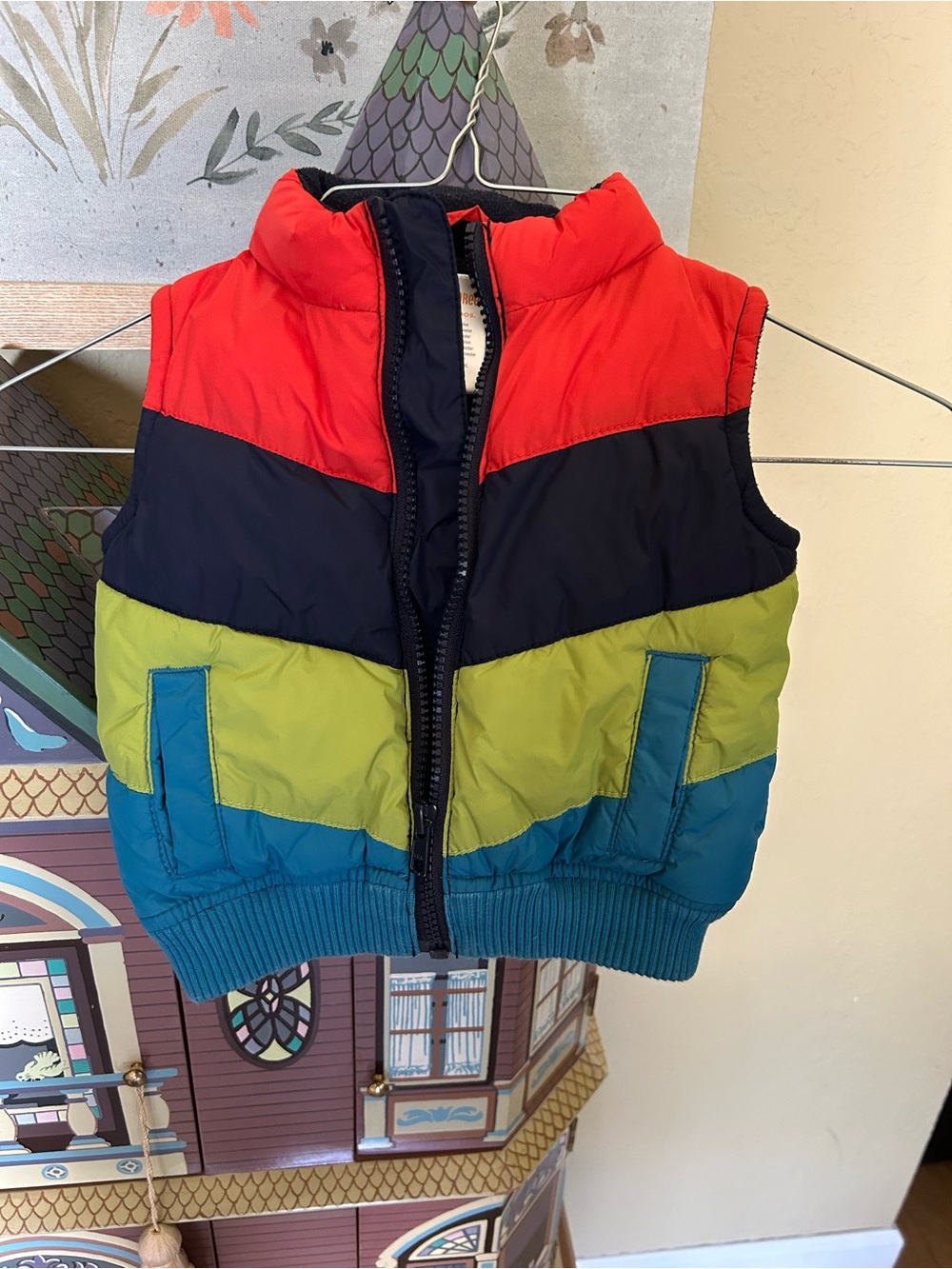 Gymboree Red, Navy, Lime & Teal Colorblock Puffer Vest